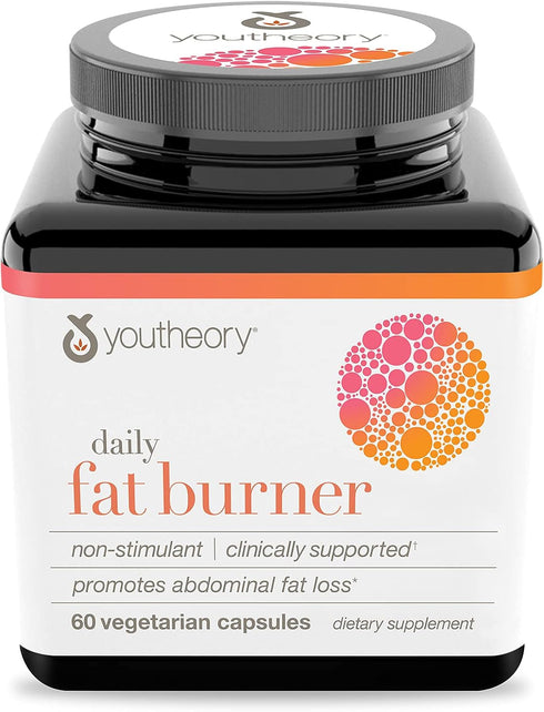 Youtheory Daily Fat Burner - Supports Body Composition & Metabolism with Citrus Fruit Blend, 60 Vegetarian Capsules