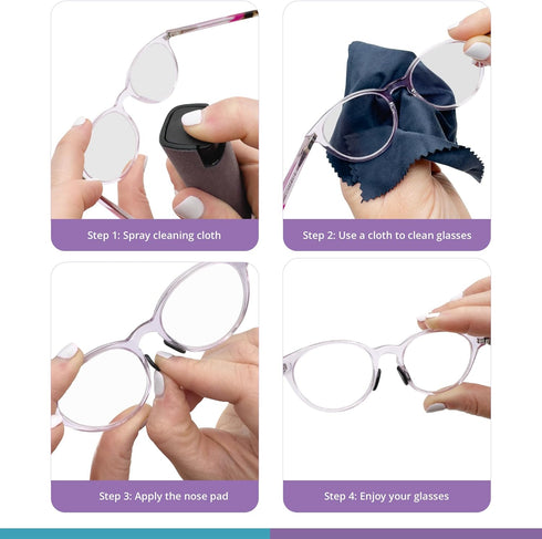 GMS Optical 1.8mm Reg-Thin/13mm Short Length, Small Adhesive Contoured Silicone Eyeglass Nose Pads, 5 Pair, Black