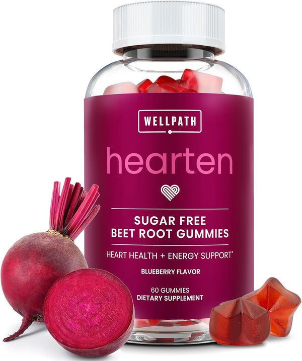 WellPath Beet Root Gummies | 1500mg Sugar Free Blueberry Flavor for Blood Pressure Support, 60 Ct
