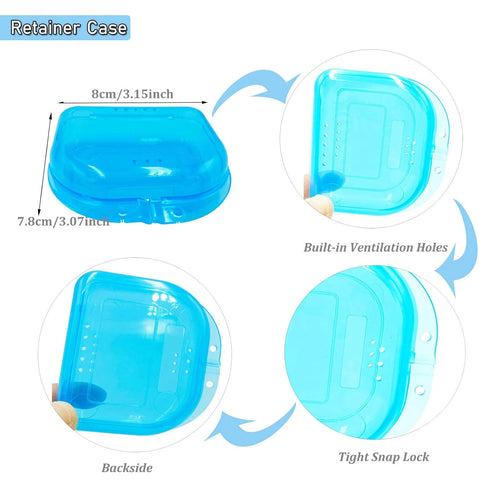 Orthodontic Retainer Case with Vent Holes, Transparent Blue