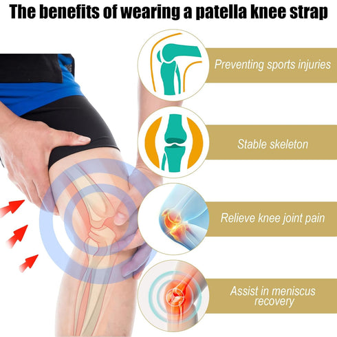 2pcs Patellar Tendon Support Strap, Comfortable Silicone Knee Brace Pads for Pain Relief in Sports