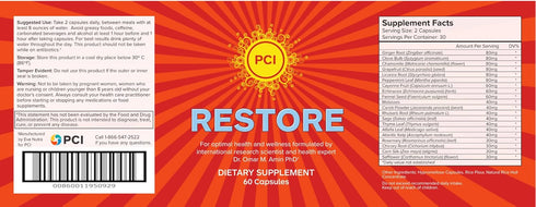 PCI Restore Herbal Remedy - All-Natural GI Detox, Dietary Supplement for Regularity, Developed by Dr. Omar Amin