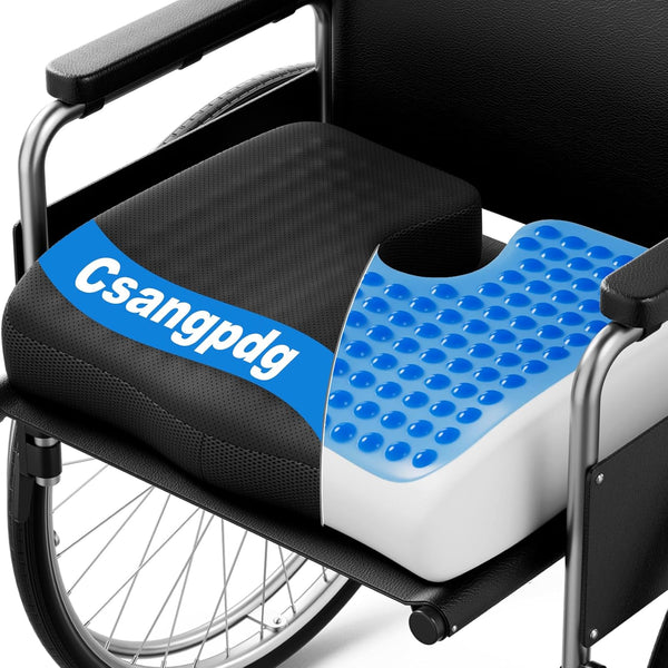 Csangpdg Wheelchair Seat Cushions Cooling, Ergonomic Seat Cushion, Waterproof Silk Fabric, Memory Foam