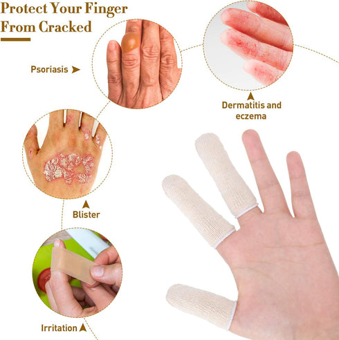 50 Pieces Cotton Finger Cots, Finger Toe Sleeves Thumb Protector, Moisture Wicking (5 cm/2 Inch, 7.6 cm/3 Inch)