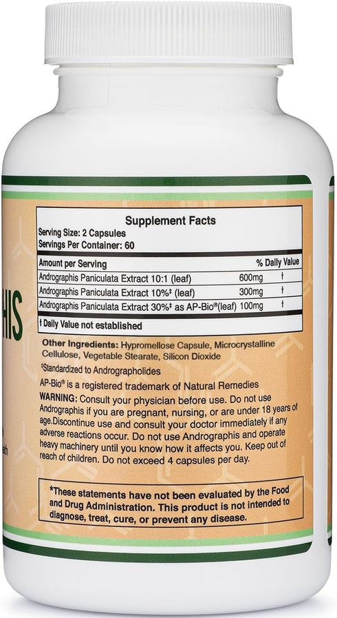 Andrographis Capsules Max Andrographides - 1,000mg Serving Size (120 Capsules) with AP-Bio for Immune System Health