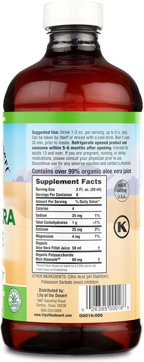 Lily Of The Desert Aloe Vera Juice Drink, Inner Fillet, Vegan Dietary & Immune Support, Gluten Free Liquid Digestive