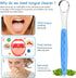 4 Pcs Stainless Steel Tongue Scraper Cleaner for Adults and Kids, Travel Cases for Oral Mouth Care (Green, Blue, Black,