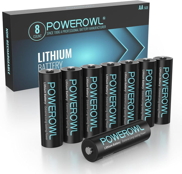 POWEROWL Lithium Batteries AA High Capacity Long Lasting, 1.5V Double A Battery for High-Tech Devices (8 Pack)