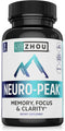Zhou Neuro Peak Brain Support Supplement, Memory, Focus & Clarity Formula, 30 VegCaps