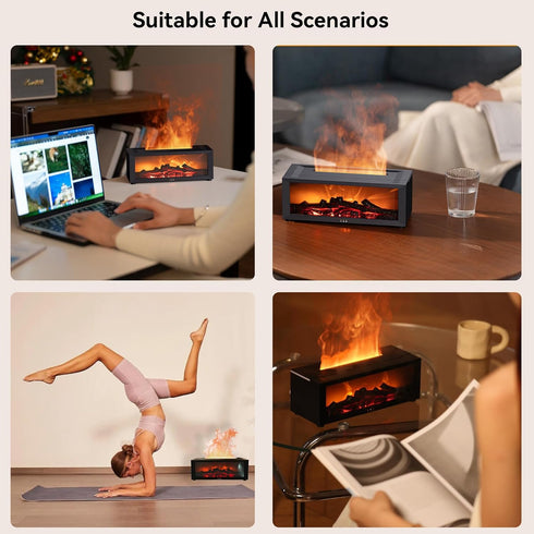 Vurlexat 7 150ml Essential Oil Diffuser, Colors Flame Fireplace Diffusers and Humidifier, Fire Flame Aromatherapy