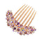 Women Rhinestone Inlaid Flower Hair Comb, Hairpin Barrette Accessory, Perfect Mother's Day Gifts (Purple)