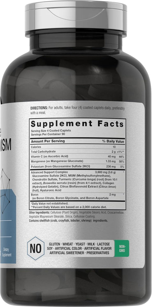 Horbaeach Glucosamine Chondroitin MSM | 3600 mg | 360 Caplets | Advanced Formula with Turmeric | Non-GMO, Gluten Free