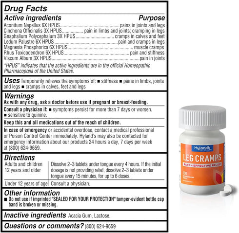 Hyland's Relax Calf and Foot Cramps - 100 Tablets Each, Value Pack of 3