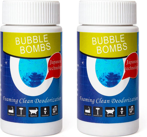 2 Pcs Pipe Dredge Bubble Bombs, Powerful Fast Foaming Drain Cleaner for Kitchen Toilet Pipeline