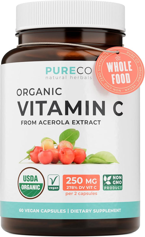 Certified Organic Vitamin C Supplement - Whole Food Acerola Vitamin C Immune