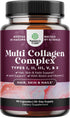 Advanced Multi Collagen Complex - Biotin and Collagen Supplement for Men and Women - Type 1 2 3 5 & X Collagen Pills