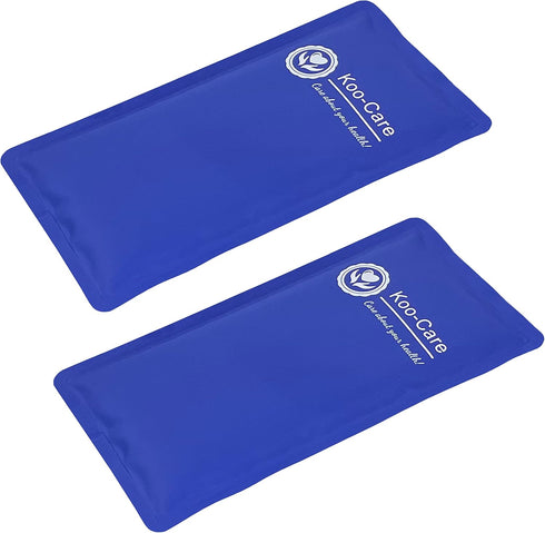 Koo-Care Gel Ice Pack for Injuries, Reusable Flexible Cold Hot Therapy Compress for Pain Relief (11x5.9 Inch, 2 Pack)