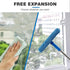 Multi-Use Microfiber Window Squeegee - 56" Long Handle 2 in 1 Rotatable Window Cleaning Kit with Rubber & Scrubber