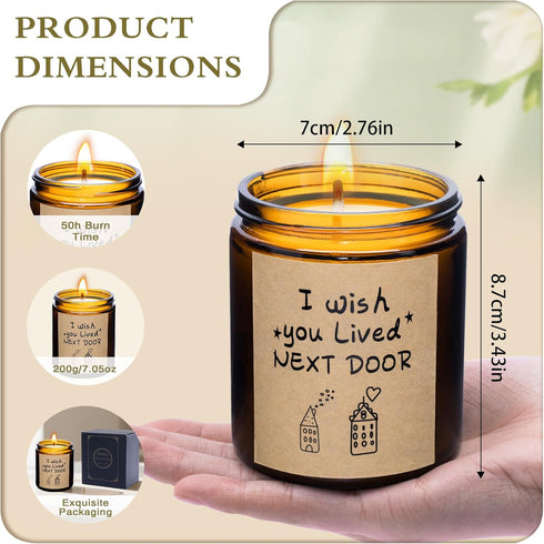 Set-I 7.05oz Rancco Scented Candle Gift Wish You Lived Next Door - Lavender Jar Candles for Women, Best Friends