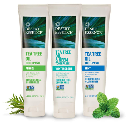 Desert Essence Tea Tree Oil Toothpaste - Mint - 6.25 Oz - Deep Cleans Teeth & Gums - Helps Fight Plaque - Sea Salt
