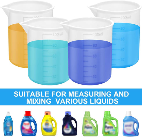 4pcs Laundry Detergent Measuring Cup, Washable Detergent Cup for Liquid Detergent, Silicone Laundry Cup, No More Mess