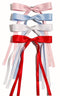 Women's Hair Clips with Tassels, 4pcs Barrettes Claw Clips with Ribbon Bowknot & Long Tails (Pink, Light Blue, White,