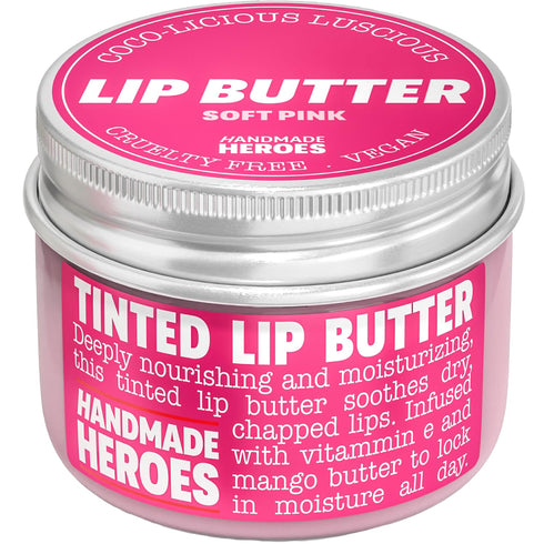 100% Natural Tinted Lip Butter Sleeping Lip Mask, Clean Petroleum Free Lip Moisturizer for Dry Lips (Light Pink)