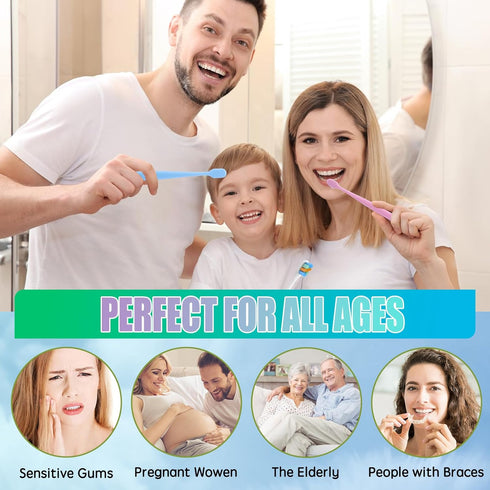 Tetragonal tree 6-Pack Extra Soft Toothbrushes for Sensitive Teeth & Receding Gums - Dentist-Designed Tapered Bristles