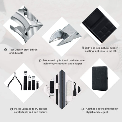 Professional Stainless Steel Nail Clipper Kit - 18pcs Travel & Grooming Set with Luxurious Case