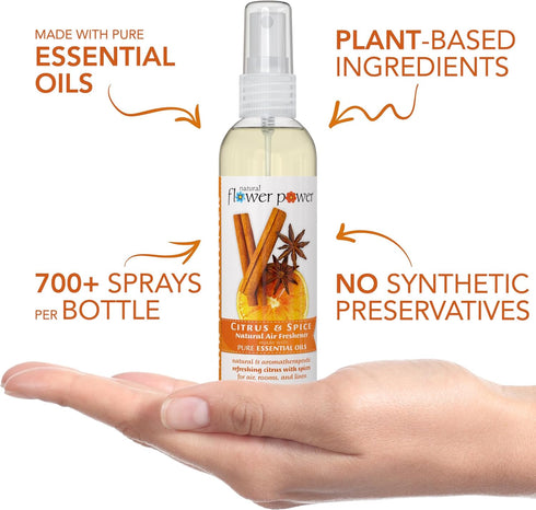 Air Freshener Spray, 4 Fl Oz, Lemongrass, Lavender, Citrus & Spice, Pack of 3, Plant-Based Odor Eliminator