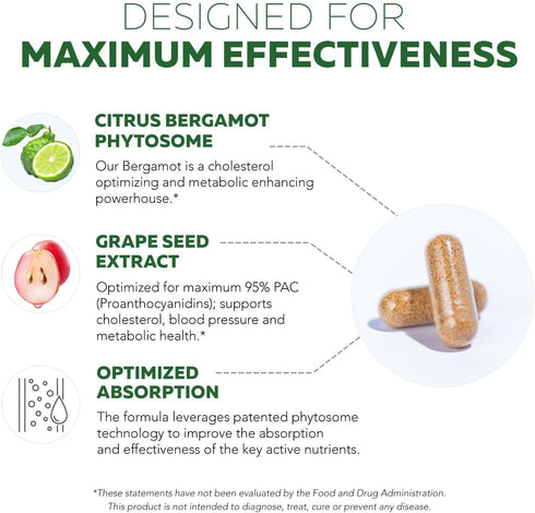 SoActive Bergamot - 2.5X More Effective Italian Citrus Phytosome - Supports Cholesterol & Cardiovascular Health, 60