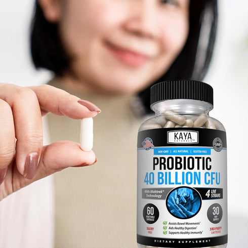 Kaya Naturals Probiotic 40 Billion CFU, 60 Vegetable Capsules, Natural Supplement for Gut Health & Immune Support