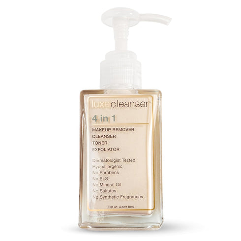 Luxe Cleanser All-in-One Hypoallergenic Face Cleanser + Natural Makeup Remover Face Wash + Exfoliator for All Skin Types