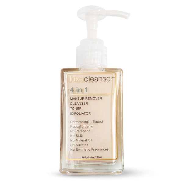 Luxe Cleanser All-in-One Hypoallergenic Face Cleanser + Natural Makeup Remover Face Wash + Exfoliator for All Skin Types