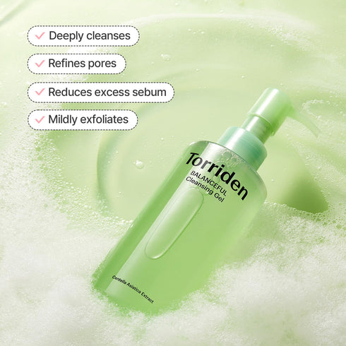 Torriden BALANCEFUL Cica Cleansing Gel 6.76 fl. oz., Daily Facial Cleanser with Centella Asiatica Extracts