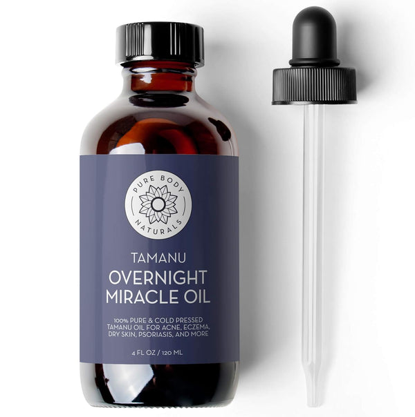 Pure Body Naturals Cold Pressed Tamanu Oil, 4 Fl Oz - Moisturizes Dry Scaly Skin, Calms Irritated Skin