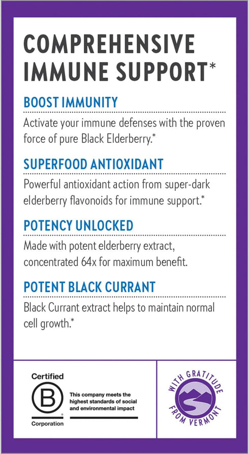 New Chapter Vegan Elderberry Capsules, 64x Concentrated Black Elderberry + Black Currant, 30 Count
