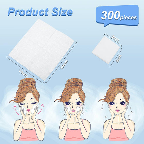 Maxcheck 300 Pcs 2x2 Disposable Esthetic Wipes, 4 Ply 4x4 Unfolded Facial Squares for Spa Facial Makeup