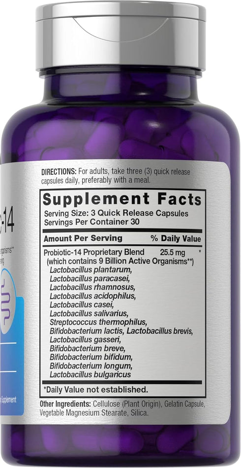 Horbaeach Probiotics for Women & Men | 9 Billion CFU | 90 Capsules | 14 Strains | Non-GMO & Gluten Free