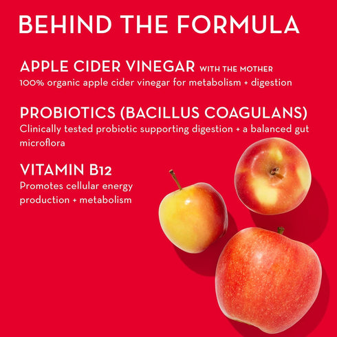 HUM Pro ACV Gummies - 100% Organic Apple Cider Vinegar with The Mother, Probiotics & B12 for Digestive Health