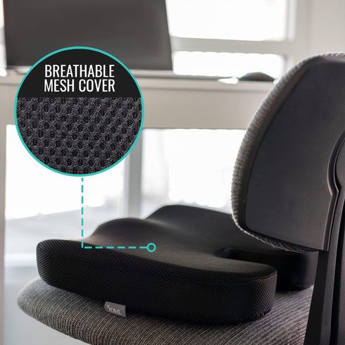 Tailbone DMI Memory Foam Seat Support Cushion | Coccyx, Sciatica, & Pain Relief | Multi-Use Ergonomic Seat Cushion
