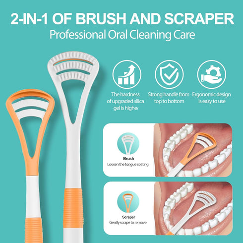 RONAVO Tongue Scraper, 8pcs, BPA Free Tongue Cleaner with Travel Carry Case for Family, Reduce Bad Breath