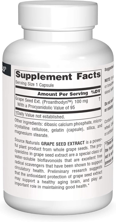 Source Naturals Grape Seed Extract, 100 mg Antioxidant Protection, 120 Capsules
