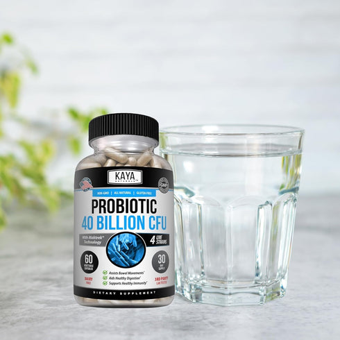 Kaya Naturals Probiotic 40 Billion CFU, 60 Vegetable Capsules, Natural Supplement for Gut Health & Immune Support