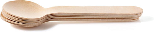 Concession Essentials Disposable Wooden Cutlery Spoons - 6.25 Inch Length, Pack of 100