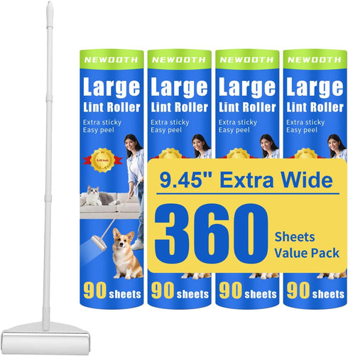 Large Lint Rollers for Floor Carpet, Sticky Roller with 3 Extendable Handle for Pet Hair Removal
