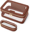 Travel Clear Makeup Bag with Brush Bag, Portable Waterproof Cosmetic Organizer Storage Bag for Women, Brown