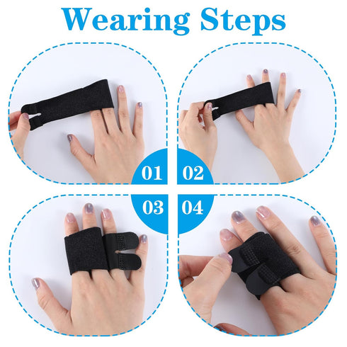 Wanmu 2Pcs Finger Splint Adjustable Finger Buddy Straps/Wraps Reusable Trigger Fingers Splints Compression Mallet