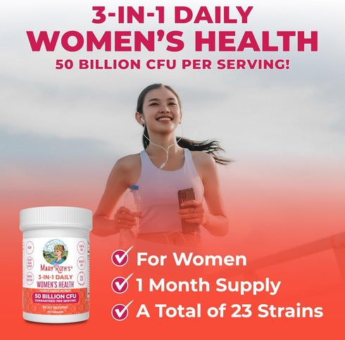 MaryRuth Organics 3-in-1 Daily Health Probiotics for Women - 50 Billion CFU - 30 ct - Hormone Support & Gut Health