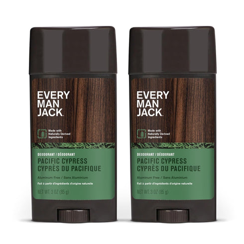 Every Man Jack Pacific Cypress Men s Deodorant - Stay Fresh with Aluminum Free Deodorant For all Skin Types - Odor Crushing, Long Lasting, with Naturally Derived Ingredients - 3oz (Twin pack)